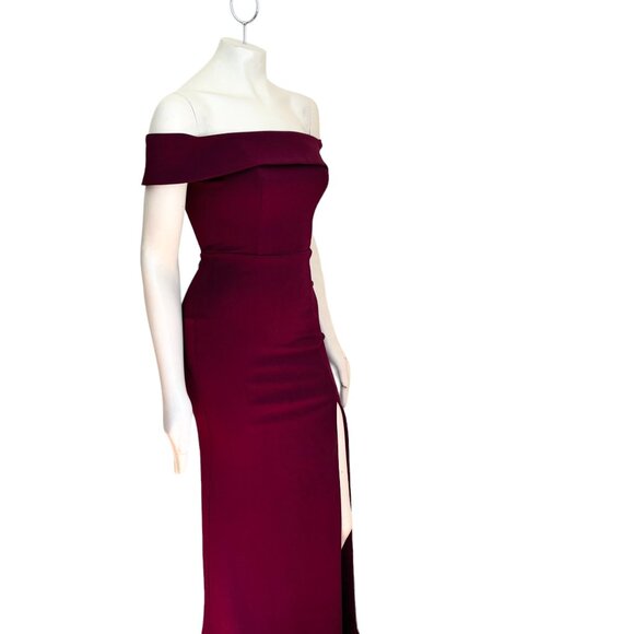 LULUS Aveline Off the Shoulder Maxi Dress in Burgundy SZ S - Picture 6 of 13